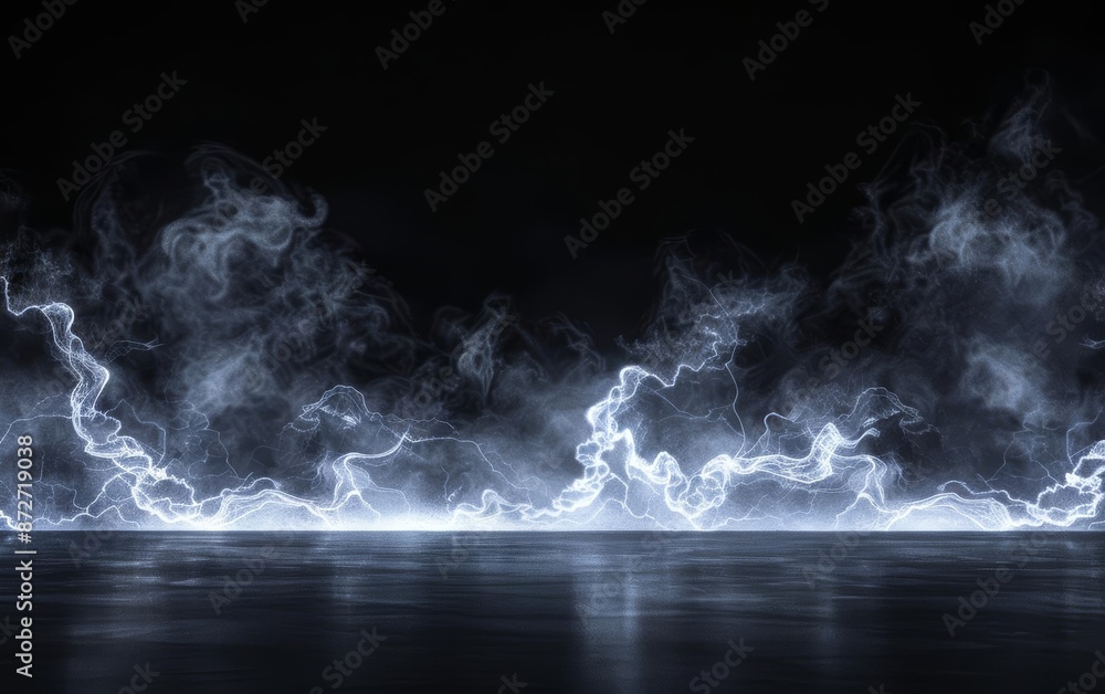 Lightning strike close up, focus on, copy space, electrical discharge, Double exposure silhouette with power Lightning strike close up, focus on, copy space, electrical discharge, Double exposure silhouette with power