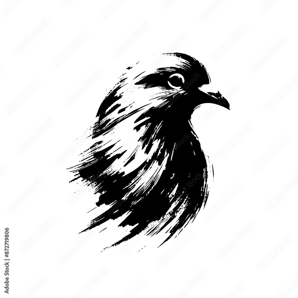 Obraz premium Pigeon in illustration in brush stroke painting,