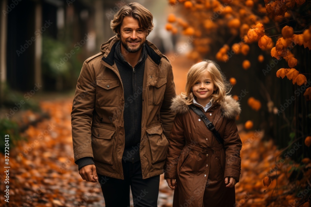 Happy family bonding on a scenic walk, a heartwarming moment in nature, joyful and memorable Happy family bonding on a scenic walk, a heartwarming moment in nature, joyful and memorable