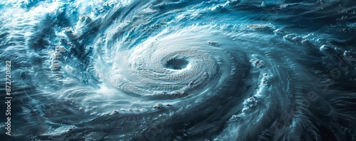 A swirling vortex of clouds in a blue and white color scheme. photo