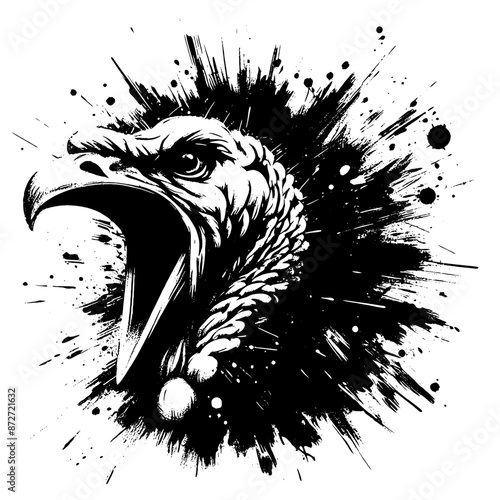 Turkey, chicken  in illustration in brush stroke painting,