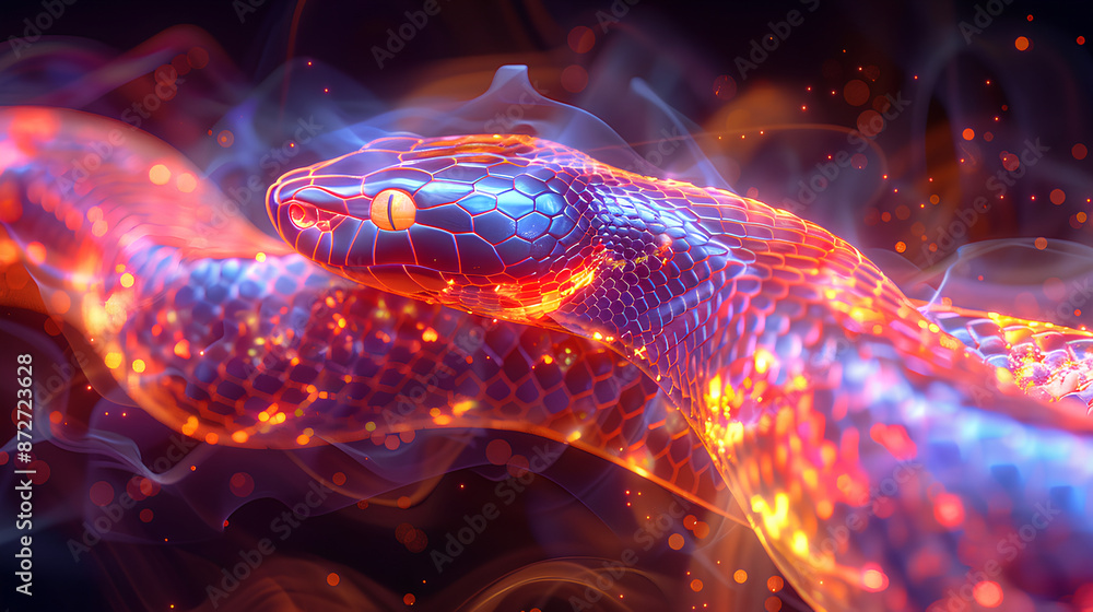 glass snake neon color 3d rendering element glass snake neon color 3d rendering element