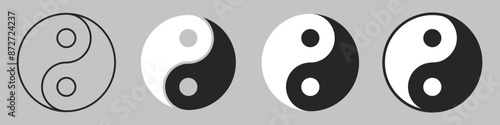 Yin Yang symbol of balance and harmony. Yin-Yang set of flat simple vector icons collection for web and apps