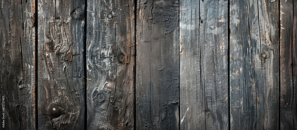 Fototapeta premium Weathered wooden panoramic banner background with vignette and highlight for text on a copy space image.