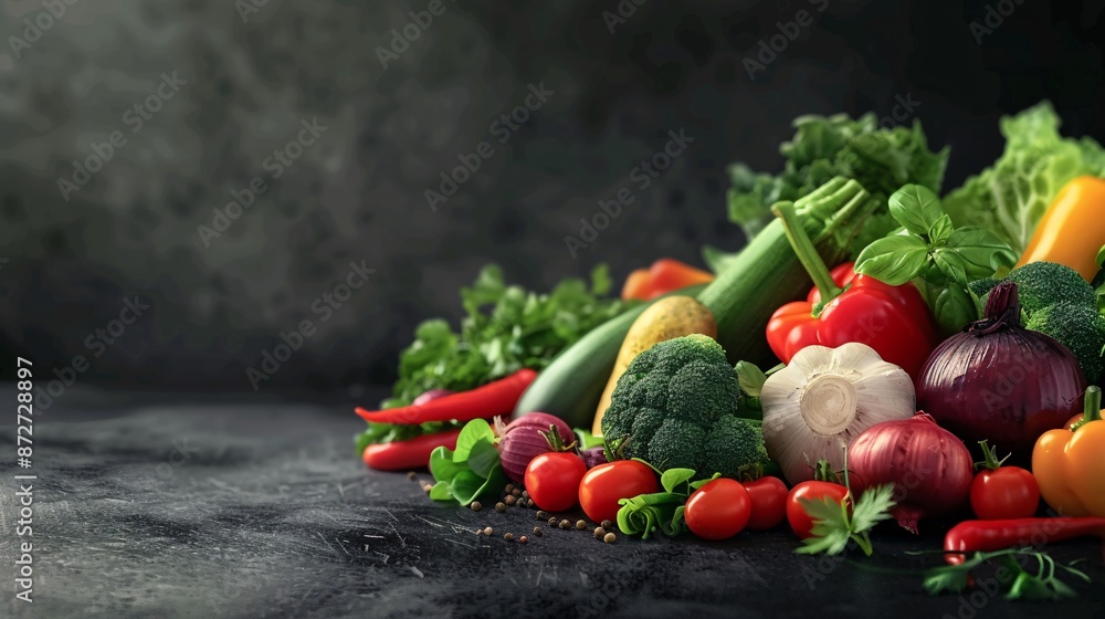 Fresh organic produce creating a food scene. Fresh organic produce creating a food scene.