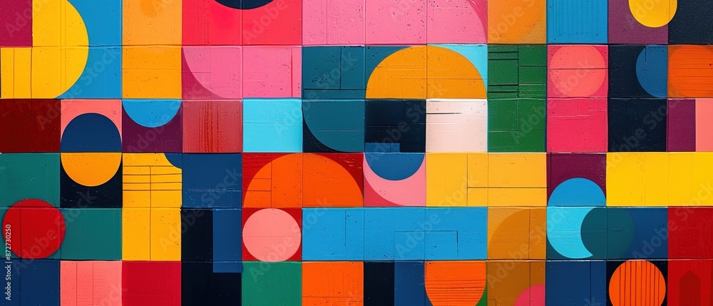 Colourful geometric blocks in a playful pattern Colourful geometric blocks in a playful pattern