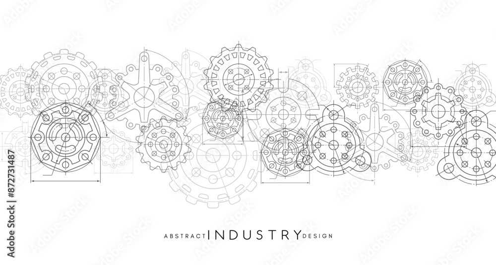 Technical Drawing Header Image Engineering industrial background from technical drawing elements ...