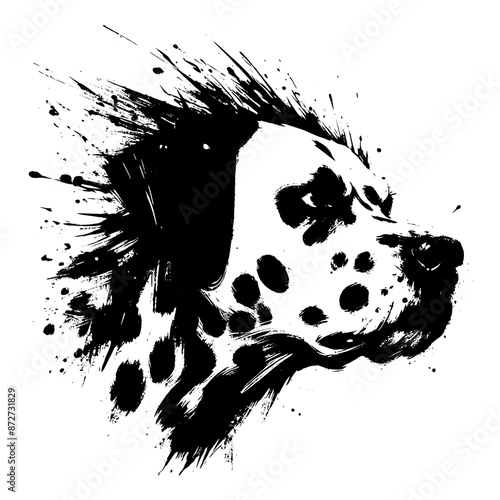 dalmatian  dog in illustration in brush stroke painting