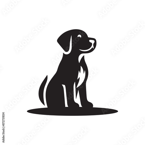 Black dog icon , silhouette, vector art illustrator, clip art