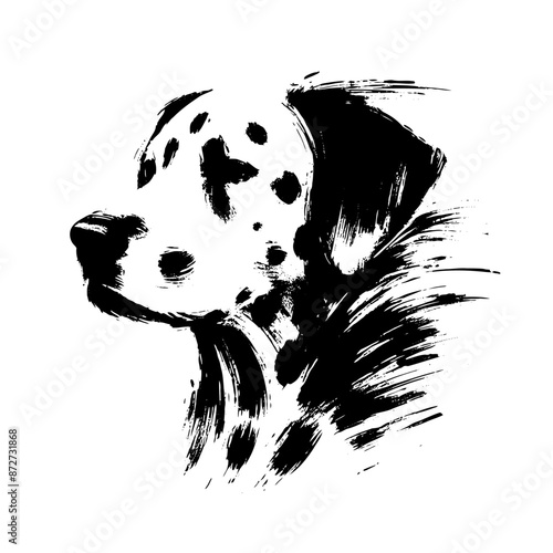 dalmatian  dog in illustration in brush stroke painting