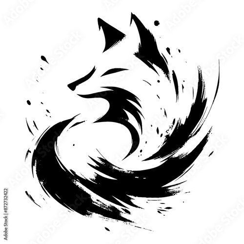 fox  dog in illustration in brush stroke painting