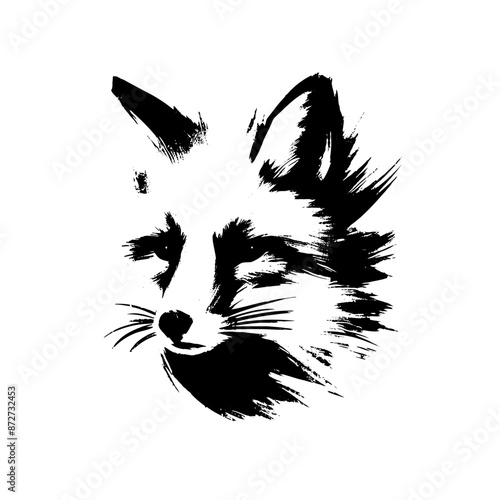 fox  dog in illustration in brush stroke painting