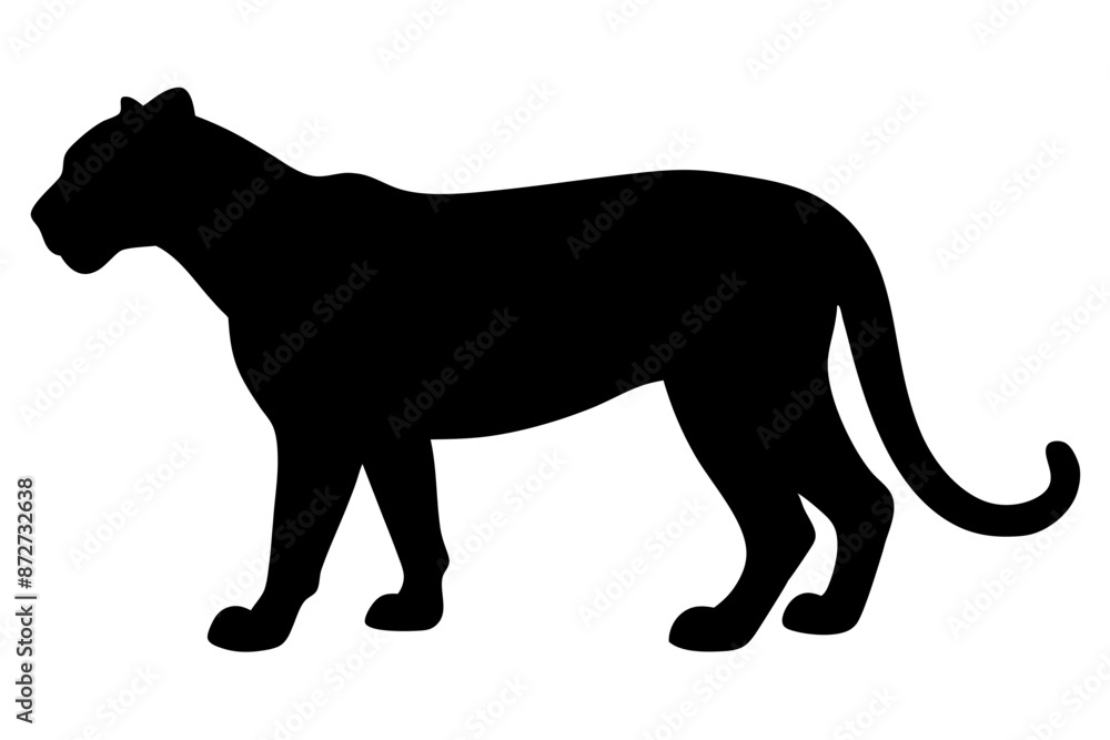 Obraz premium silhouette of a lion , cheetah vector illustration, cheetah silhouette, animal silhouette isolated vector Illustration, png, Funny cute cheetah, Jumping cartoon Pats
