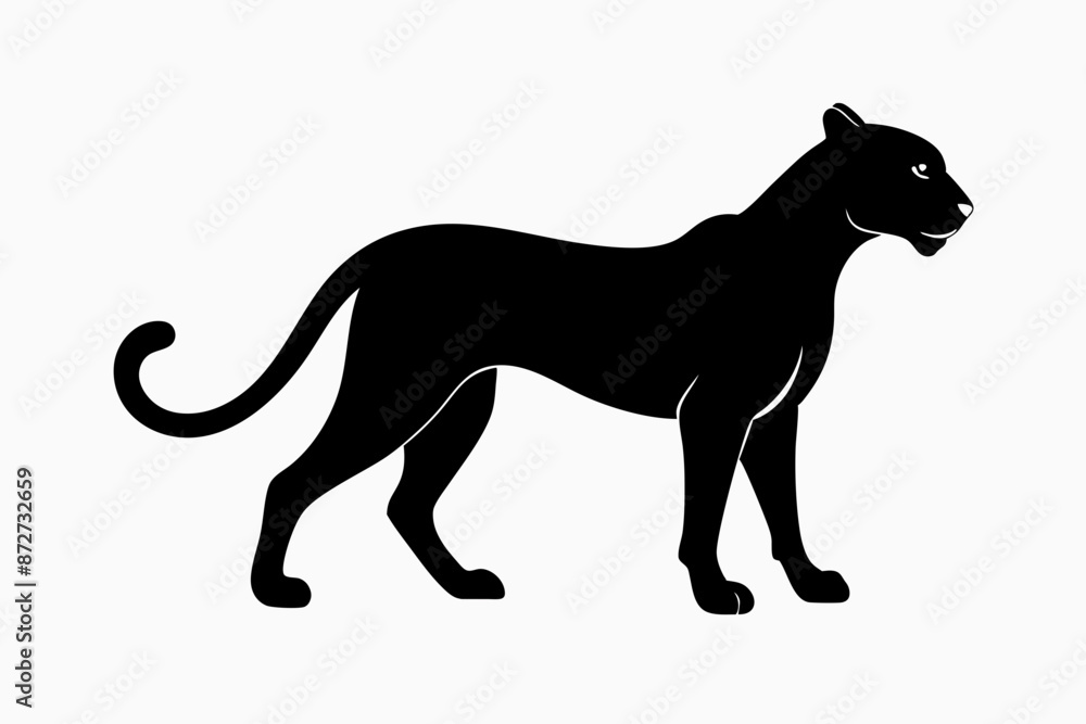 Obraz premium silhouette of a lion , cheetah vector illustration, cheetah silhouette, animal silhouette isolated vector Illustration, png, Funny cute cheetah, Jumping cartoon Pats