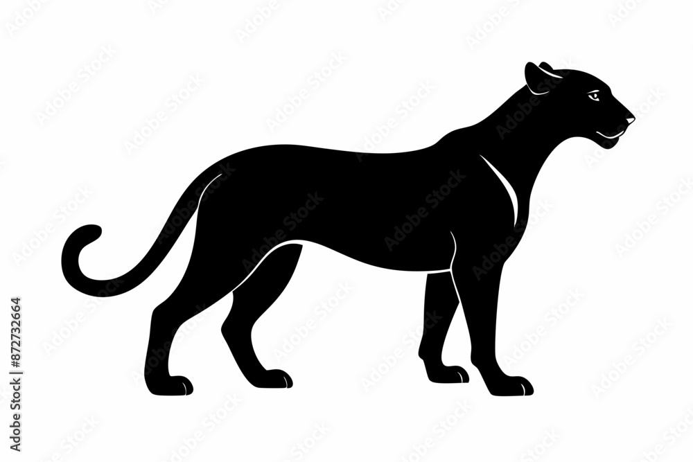 Fototapeta premium silhouette of a lion , cheetah vector illustration, cheetah silhouette, animal silhouette isolated vector Illustration, png, Funny cute cheetah, Jumping cartoon Pats