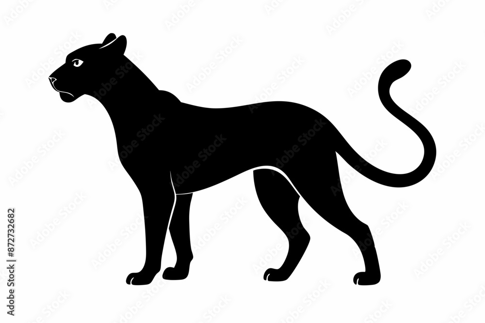Fototapeta premium silhouette of a lion , cheetah vector illustration, cheetah silhouette, animal silhouette isolated vector Illustration, png, Funny cute cheetah, Jumping cartoon Pats