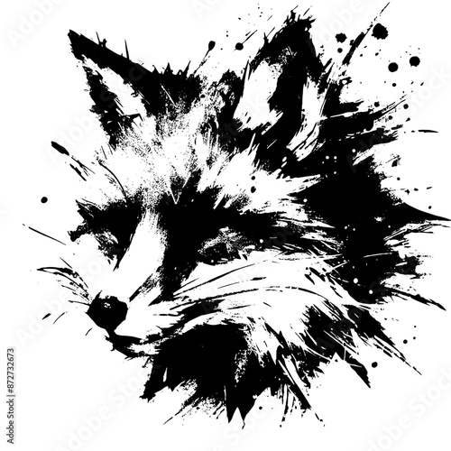 fox  dog in illustration in brush stroke painting
