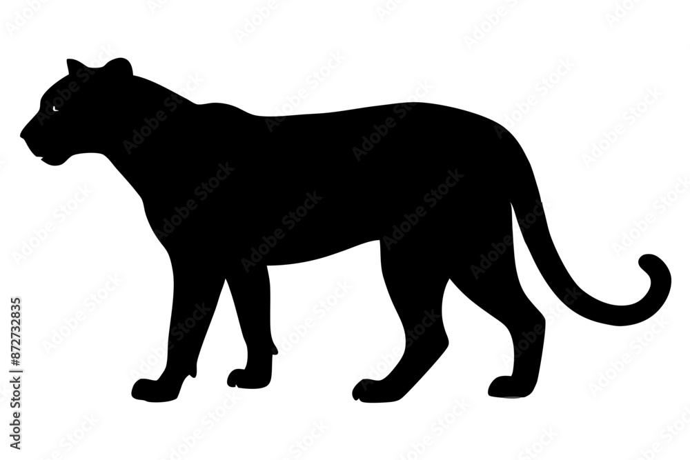 Obraz premium silhouette of a lion , cheetah vector illustration, cheetah silhouette, animal silhouette isolated vector Illustration, png, Funny cute cheetah, Jumping cartoon Pats