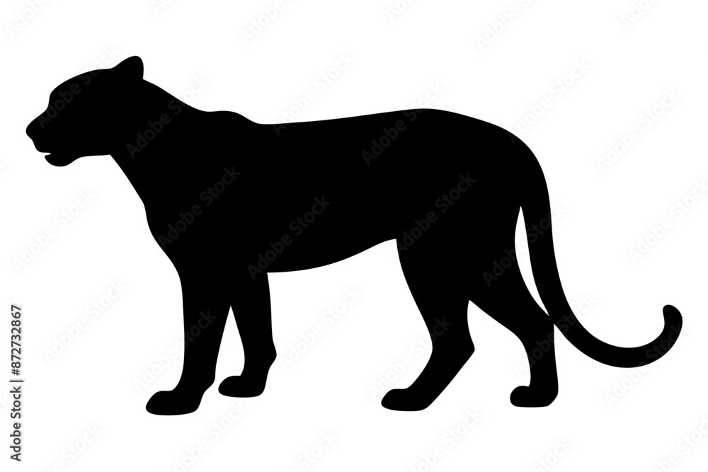 Obraz premium silhouette of a lion , cheetah vector illustration, cheetah silhouette, animal silhouette isolated vector Illustration, png, Funny cute cheetah, Jumping cartoon Pats