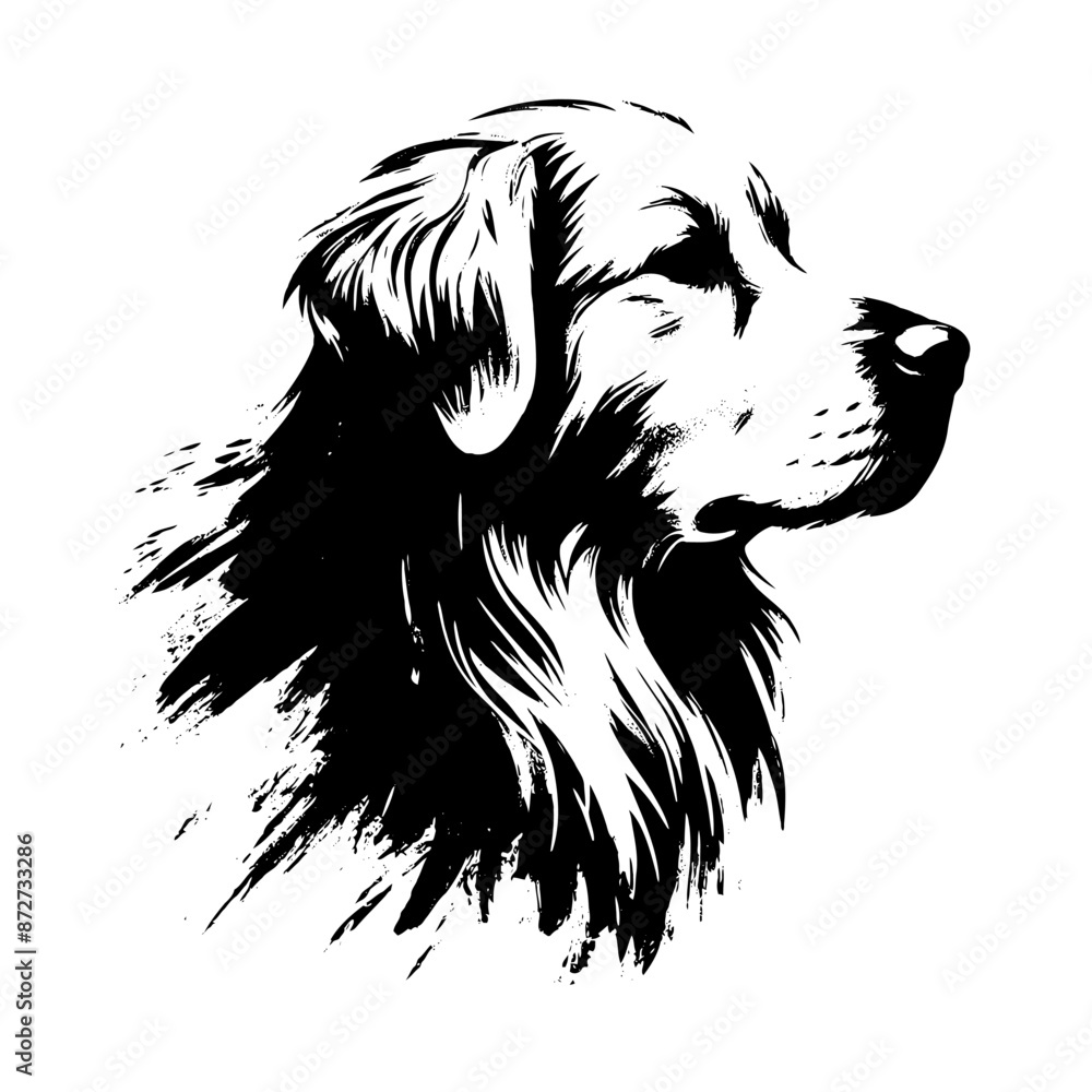 golden Retriever dog in illustration in brush stroke painting golden Retriever dog in illustration in brush stroke painting