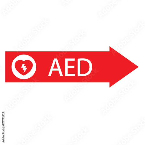 AED,automated external defibrillator aed sign with heart