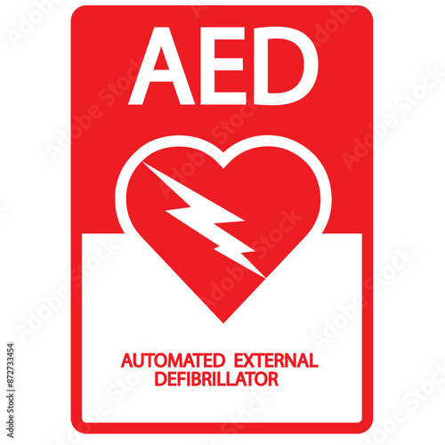 AED,automated external defibrillator aed sign with heart