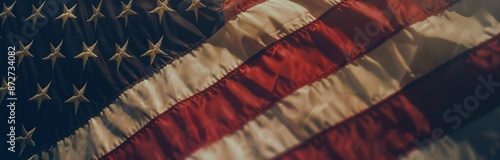 Worn American Flag Displaying Stars and Stripes