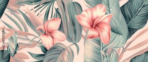 Seamless pattern made up of tropical flowers