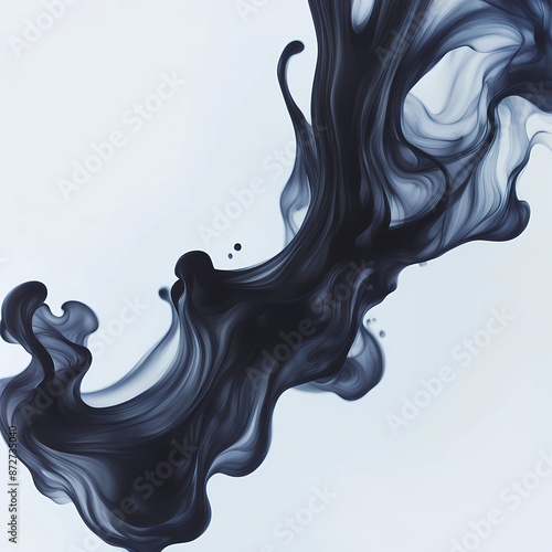 Black watercolor ink in-water on a white background slow motion of colored acrylic paints in water ai generated