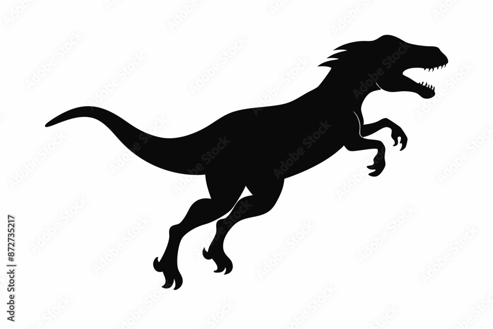 Obraz premium dinosaur illustration , dinosaur vector illustration, dinosaur silhouette, animal silhouette isolated vector Illustration, png, Funny cute dinosaur, Jumping cartoon Pats