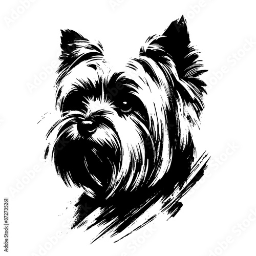 Yorkshire Terrier  dog in illustration in brush stroke painting