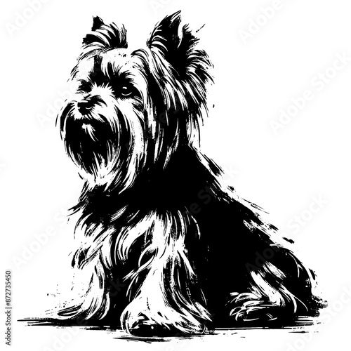 Yorkshire Terrier  dog in illustration in brush stroke painting