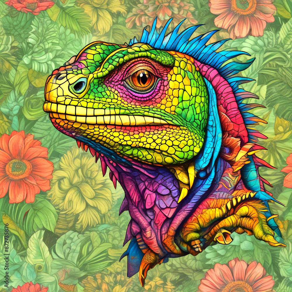 Fototapeta premium iguana on a branch