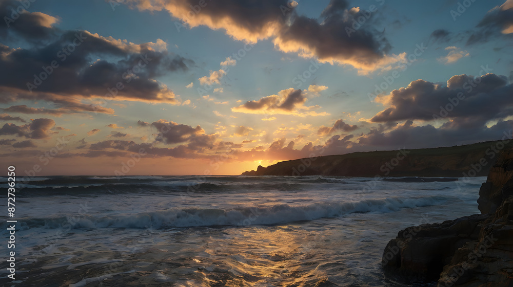 Obraz premium sunset at the beach, ai generated