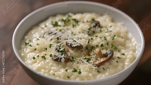 Creamy Risotto with Mushrooms and Parmesan - Italian Comfort Food Photography