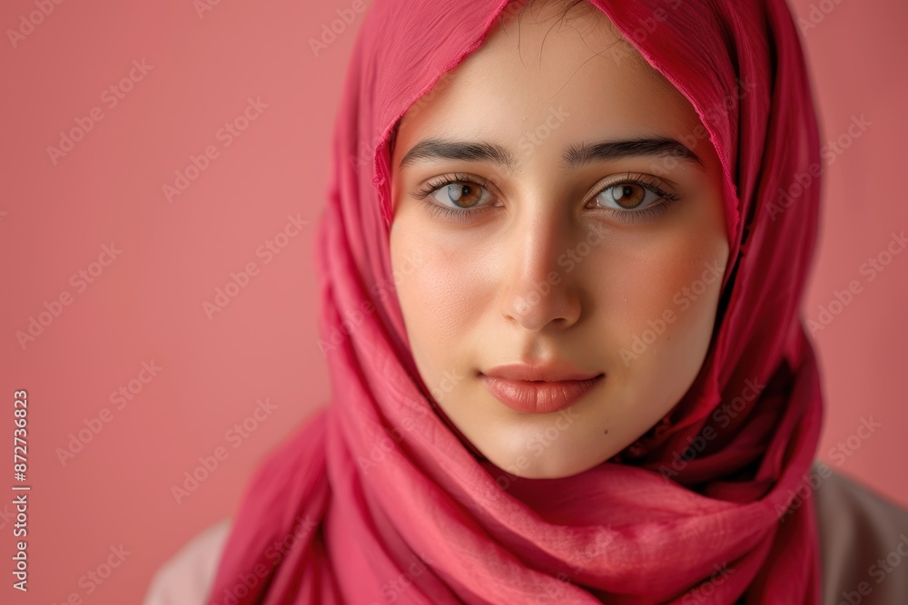 Close-up Portrait of a Woman Wearing a Pink Hijab Close-up Portrait of a Woman Wearing a Pink Hijab
