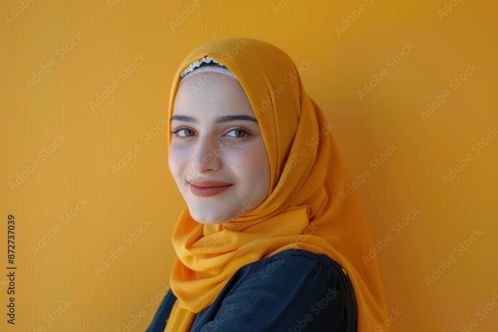 Smiling Woman in a Yellow Hijab Smiling Woman in a Yellow Hijab