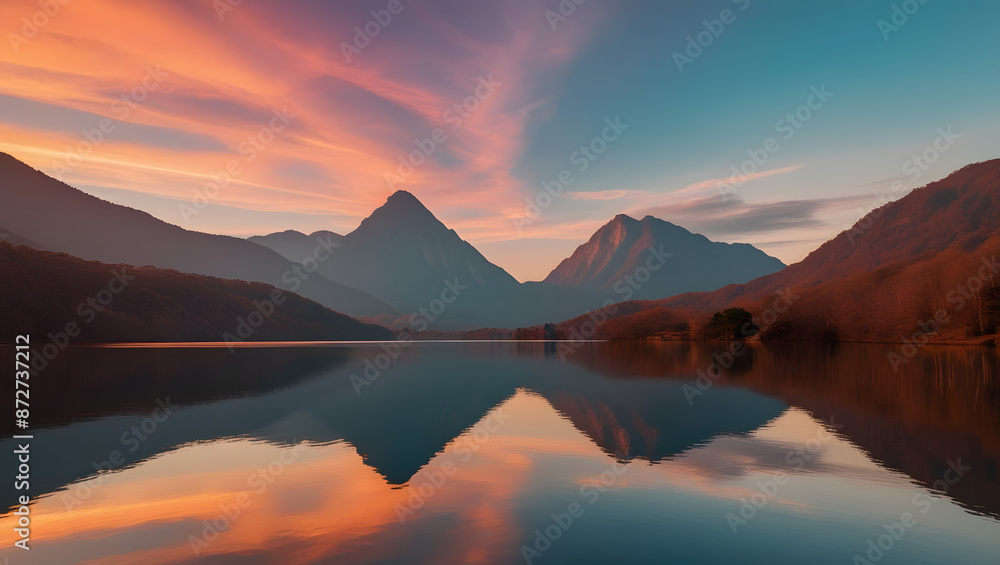 Fototapeta premium sunrise over the lake, ai generated