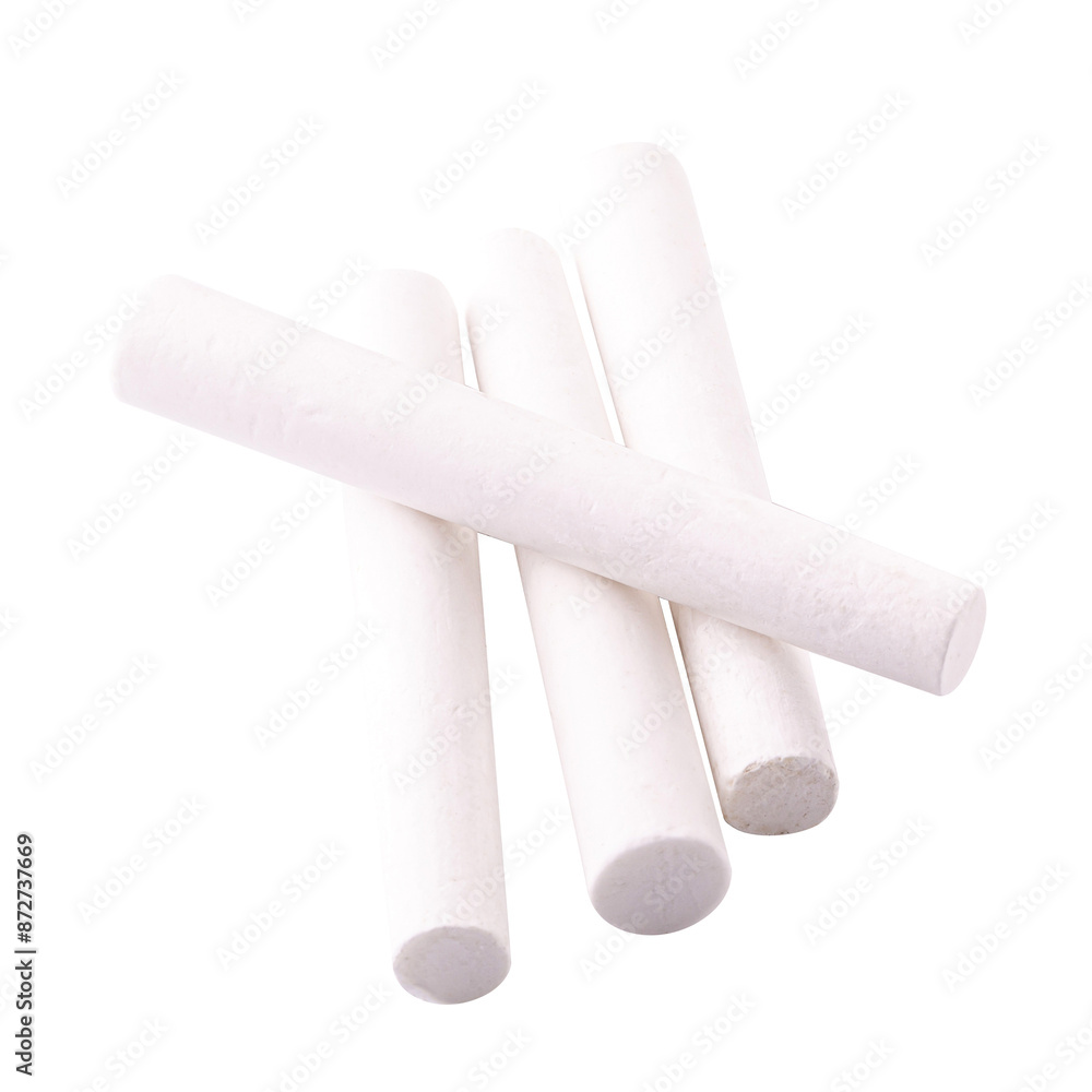 White chalk isolated on a transparent background.