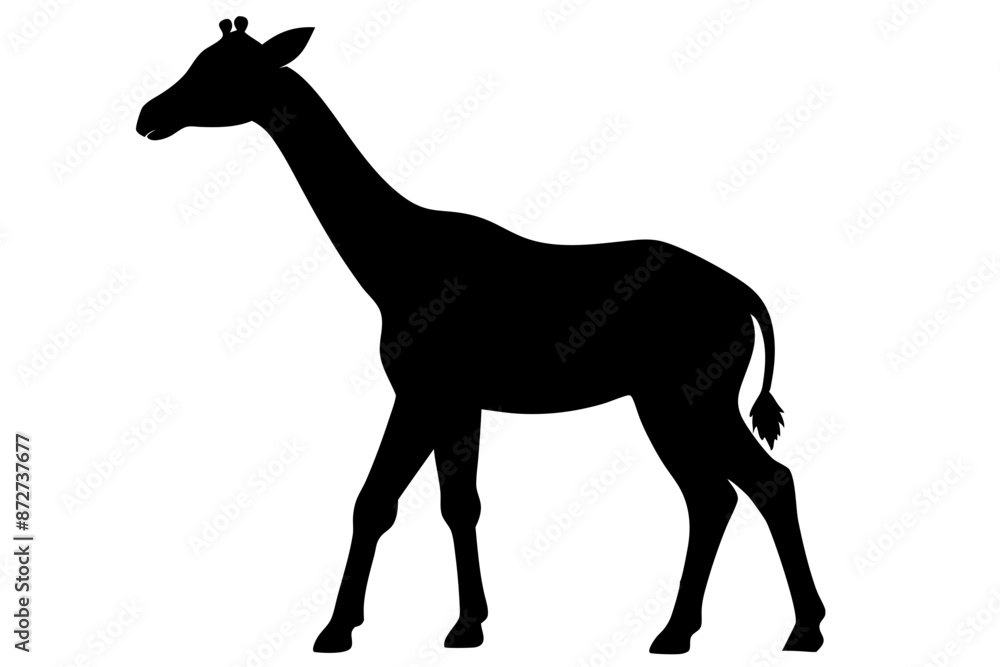 Obraz premium Giraffe illustration , giraffe vector illustration, giraffe silhouette, animal silhouette isolated vector Illustration, png, Funny cute giraffe, Jumping cartoon Pats