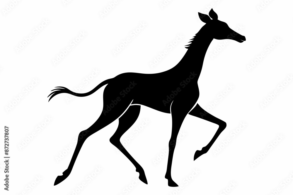 Obraz premium Giraffe illustration , giraffe vector illustration, giraffe silhouette, animal silhouette isolated vector Illustration, png, Funny cute giraffe, Jumping cartoon Pats