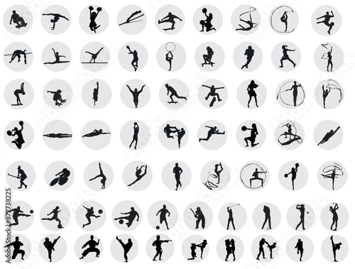 sport silhouette flat set