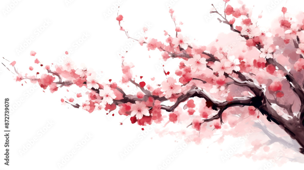 Naklejka premium sakura flowers on white background