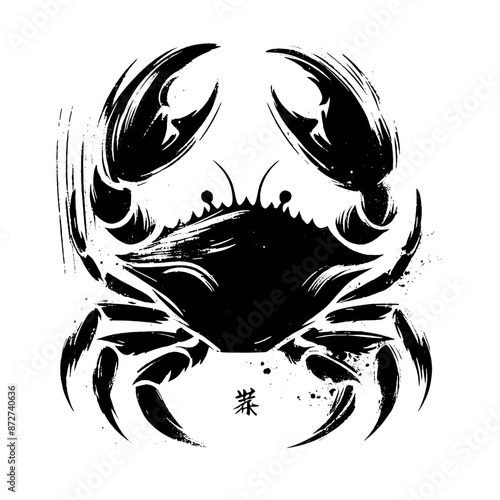 crab  in illustration in brush stroke painting