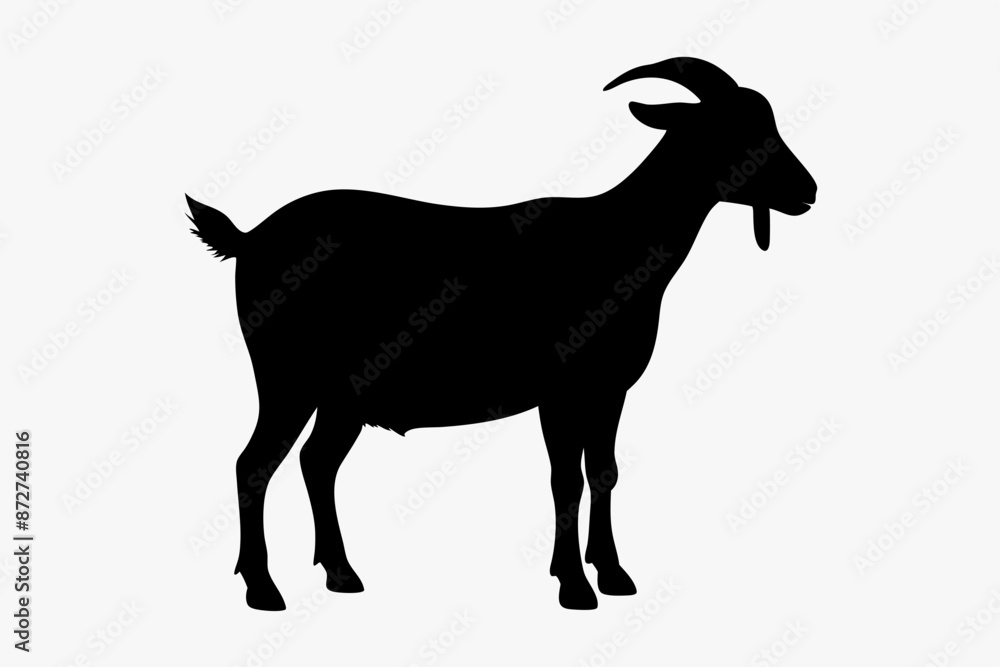 Fototapeta premium silhouette of a goat , goat vector illustration, goat silhouette, animal silhouette isolated vector Illustration, png, Funny cute goat, Jumping cartoon Pats