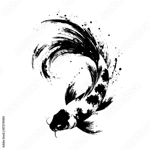 koi  in illustration in brush stroke painting