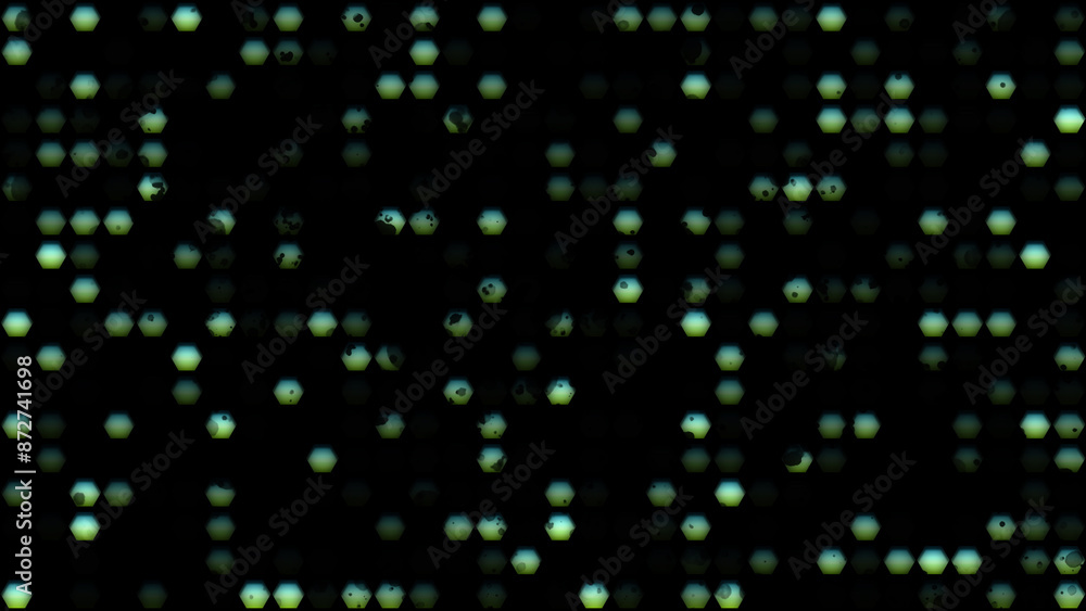 Neon green blurred geometric pattern with hexagon shaped holes. Digital and music textures and backdrops Neon green blurred geometric pattern with hexagon shaped holes. Digital and music textures and backdrops