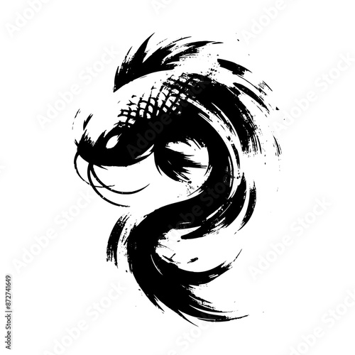 koi  in illustration in brush stroke painting