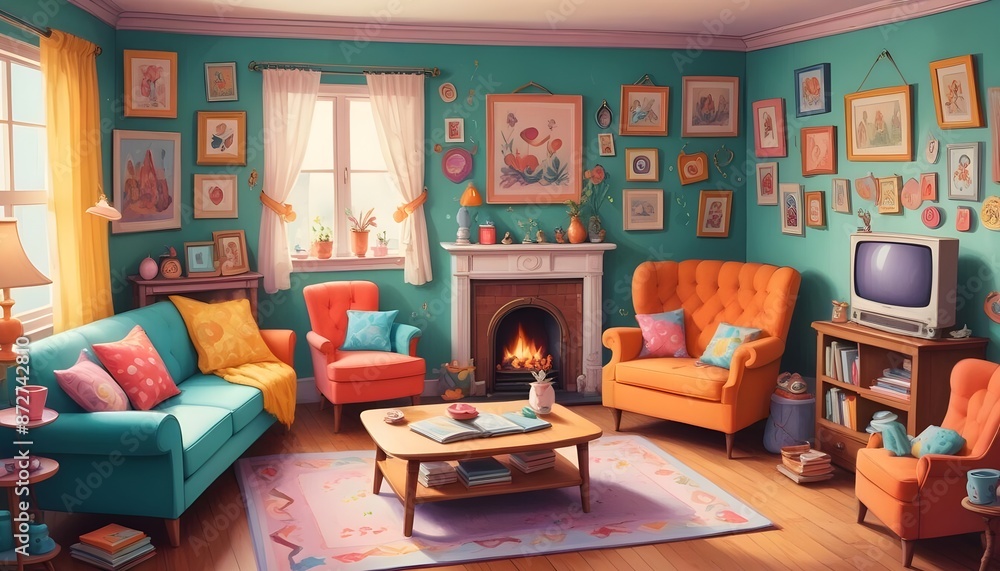 Illustration of the living room interior Illustration of the living room interior