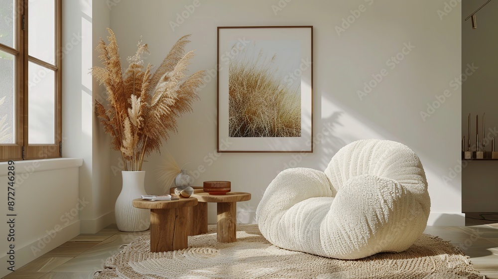 Cozy Living Room with a Fluffy Chair and Natural Light Cozy Living Room with a Fluffy Chair and Natural Light